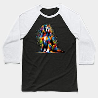 Colorful Abstract Art of a Sitting Gordon Setter Baseball T-Shirt